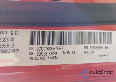 2013 Dodge Challenger R/T z USA, uszkodzony, nr VIN 2C3CDYBT3DH736461